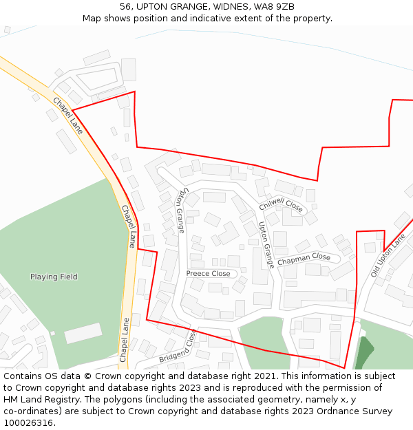 56, UPTON GRANGE, WIDNES, WA8 9ZB: Location map and indicative extent of plot