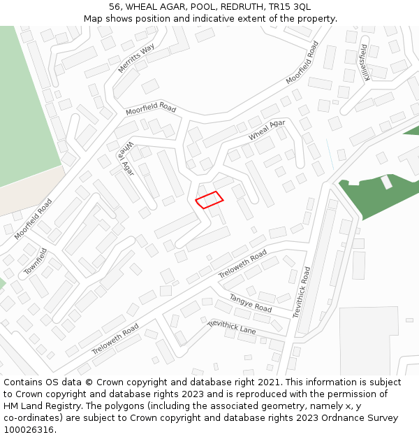 56, WHEAL AGAR, POOL, REDRUTH, TR15 3QL: Location map and indicative extent of plot