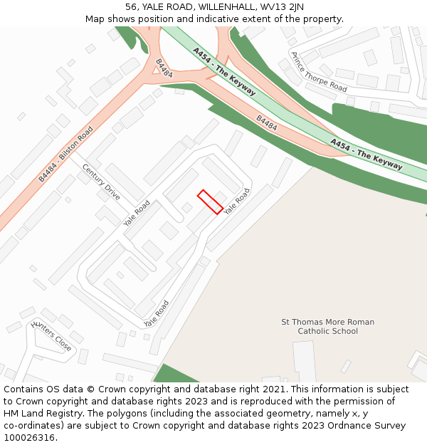 56, YALE ROAD, WILLENHALL, WV13 2JN: Location map and indicative extent of plot