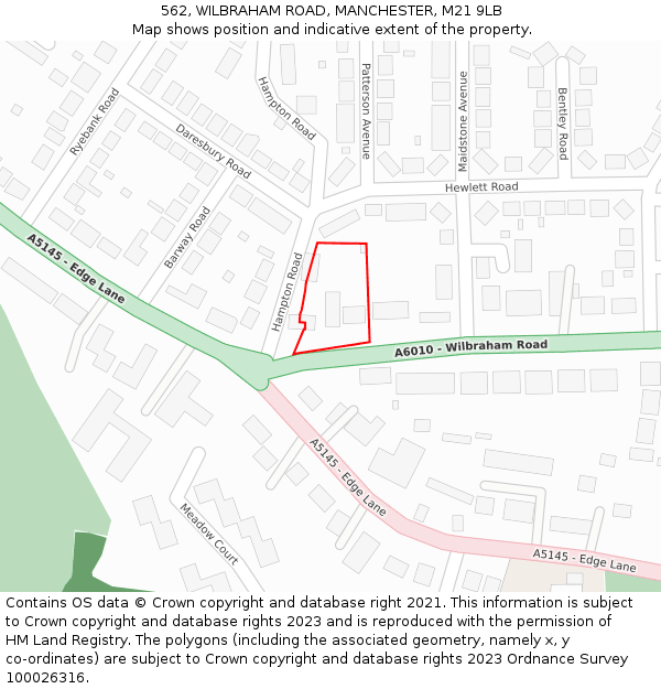 562, WILBRAHAM ROAD, MANCHESTER, M21 9LB: Location map and indicative extent of plot