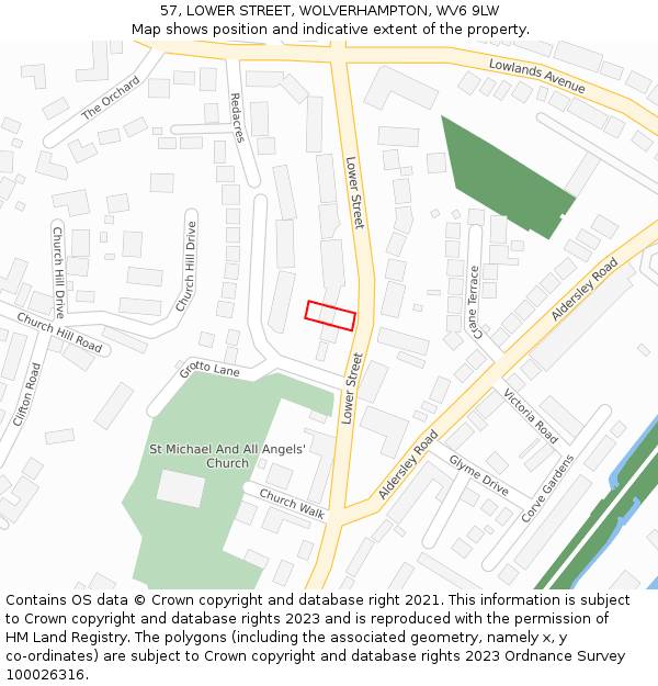 57, LOWER STREET, WOLVERHAMPTON, WV6 9LW: Location map and indicative extent of plot