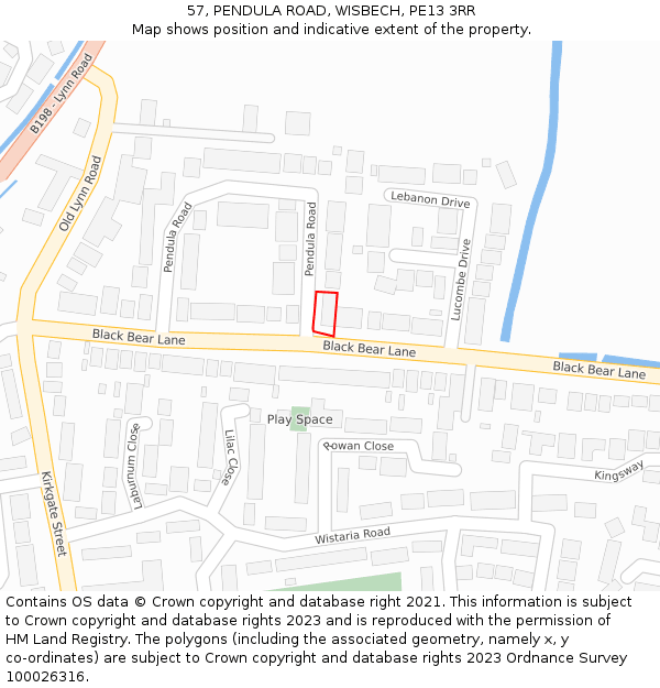 57, PENDULA ROAD, WISBECH, PE13 3RR: Location map and indicative extent of plot