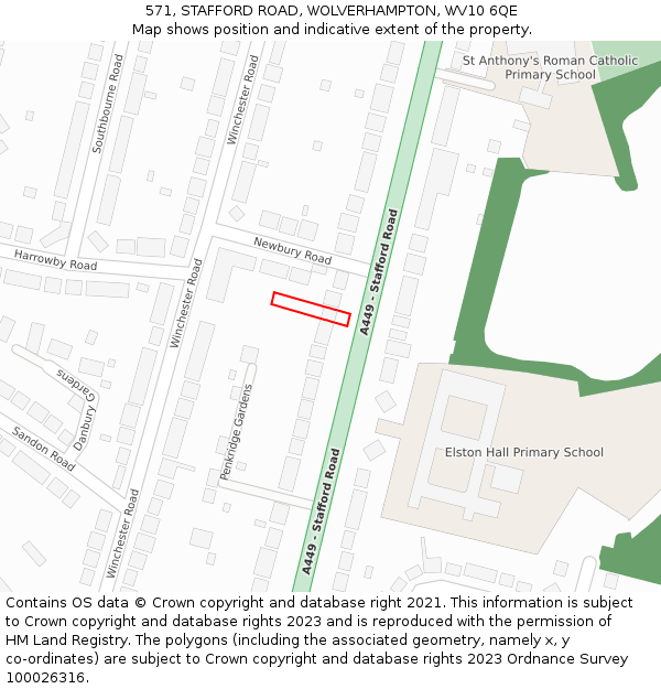 571, STAFFORD ROAD, WOLVERHAMPTON, WV10 6QE: Location map and indicative extent of plot