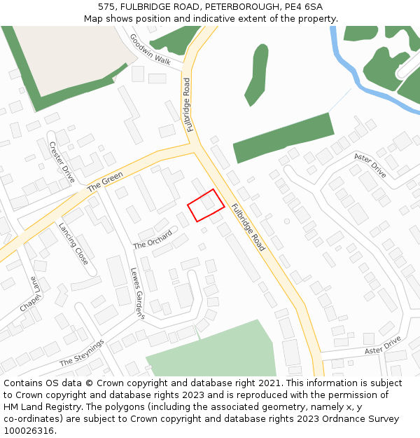 575, FULBRIDGE ROAD, PETERBOROUGH, PE4 6SA: Location map and indicative extent of plot