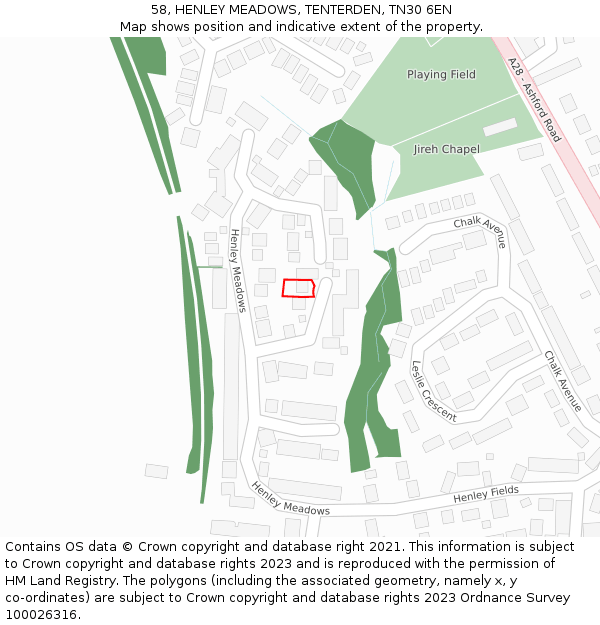58, HENLEY MEADOWS, TENTERDEN, TN30 6EN: Location map and indicative extent of plot