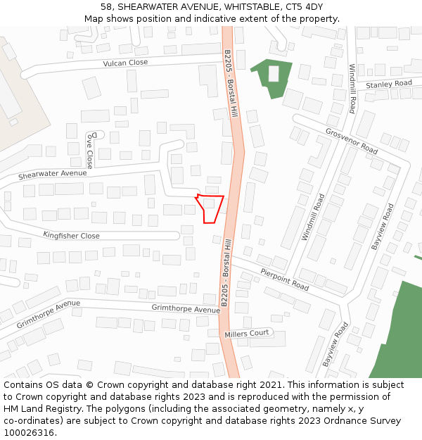 58, SHEARWATER AVENUE, WHITSTABLE, CT5 4DY: Location map and indicative extent of plot