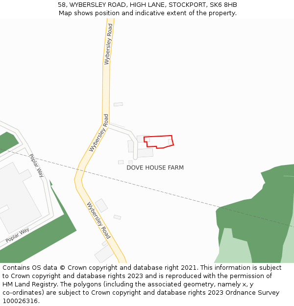 58, WYBERSLEY ROAD, HIGH LANE, STOCKPORT, SK6 8HB: Location map and indicative extent of plot