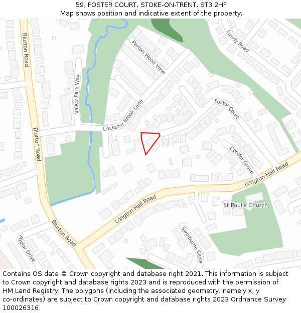 59, FOSTER COURT, STOKE-ON-TRENT, ST3 2HF: Location map and indicative extent of plot