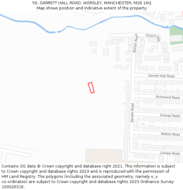 59, GARRETT HALL ROAD, WORSLEY, MANCHESTER, M28 1AQ: Location map and indicative extent of plot