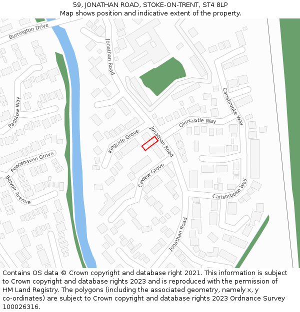 59, JONATHAN ROAD, STOKE-ON-TRENT, ST4 8LP: Location map and indicative extent of plot