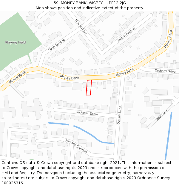 59, MONEY BANK, WISBECH, PE13 2JG: Location map and indicative extent of plot