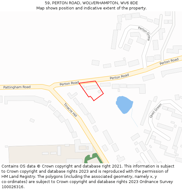 59, PERTON ROAD, WOLVERHAMPTON, WV6 8DE: Location map and indicative extent of plot
