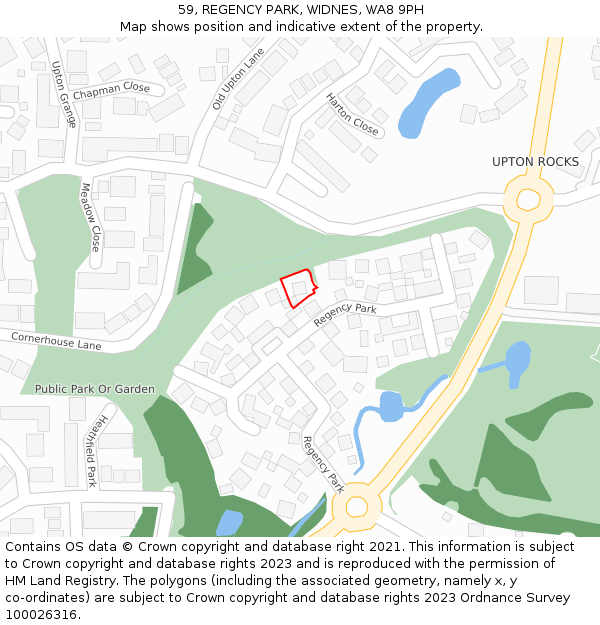 59, REGENCY PARK, WIDNES, WA8 9PH: Location map and indicative extent of plot