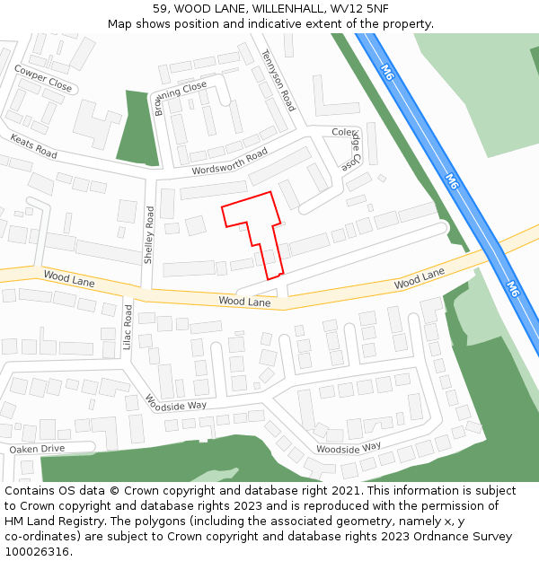 59, WOOD LANE, WILLENHALL, WV12 5NF: Location map and indicative extent of plot