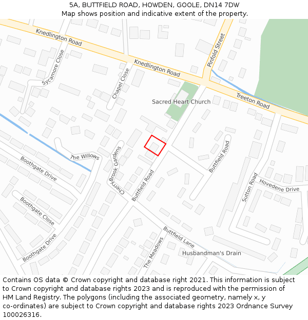 5A, BUTTFIELD ROAD, HOWDEN, GOOLE, DN14 7DW: Location map and indicative extent of plot