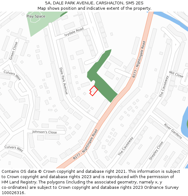 5A, DALE PARK AVENUE, CARSHALTON, SM5 2ES: Location map and indicative extent of plot
