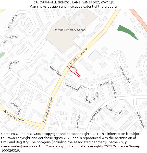 5A, DARNHALL SCHOOL LANE, WINSFORD, CW7 1JR: Location map and indicative extent of plot