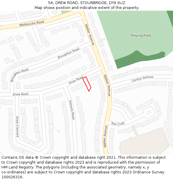 5A, DREW ROAD, STOURBRIDGE, DY9 0UZ: Location map and indicative extent of plot