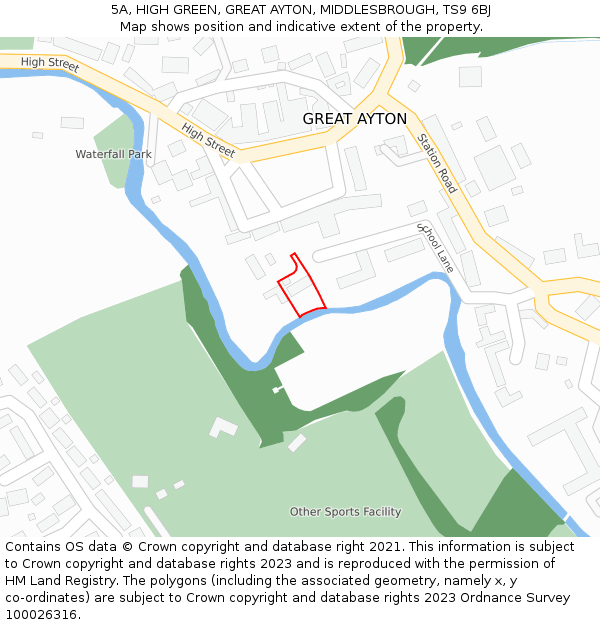 5A, HIGH GREEN, GREAT AYTON, MIDDLESBROUGH, TS9 6BJ: Location map and indicative extent of plot