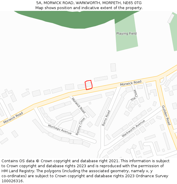 5A, MORWICK ROAD, WARKWORTH, MORPETH, NE65 0TG: Location map and indicative extent of plot