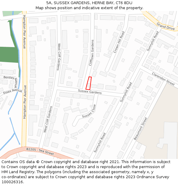 5A, SUSSEX GARDENS, HERNE BAY, CT6 8DU: Location map and indicative extent of plot