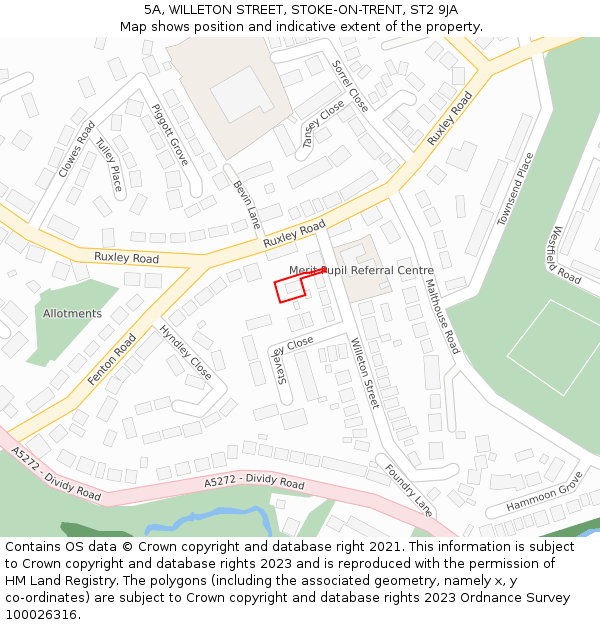 5A, WILLETON STREET, STOKE-ON-TRENT, ST2 9JA: Location map and indicative extent of plot