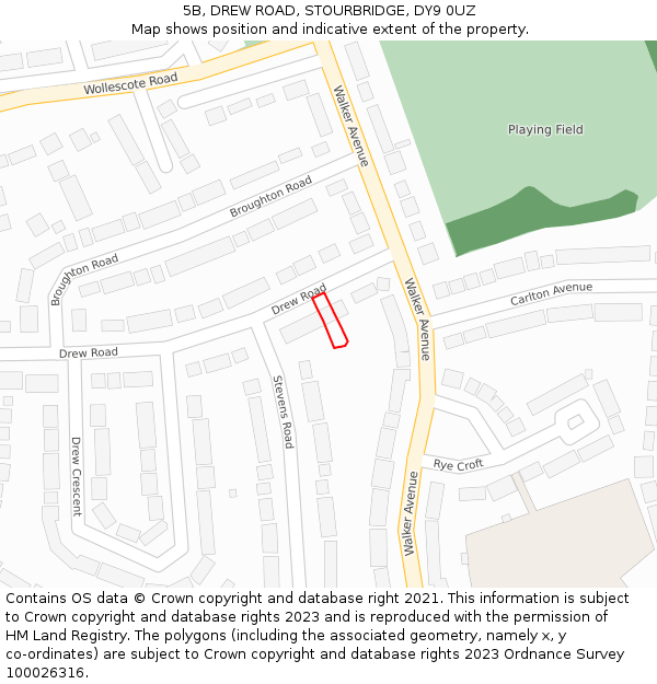 5B, DREW ROAD, STOURBRIDGE, DY9 0UZ: Location map and indicative extent of plot