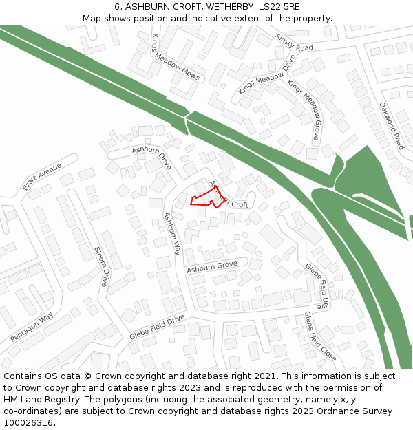 6, ASHBURN CROFT, WETHERBY, LS22 5RE: Location map and indicative extent of plot