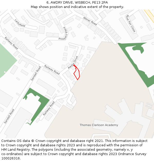 6, AWDRY DRIVE, WISBECH, PE13 2PA: Location map and indicative extent of plot