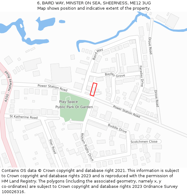 6, BAIRD WAY, MINSTER ON SEA, SHEERNESS, ME12 3UG: Location map and indicative extent of plot