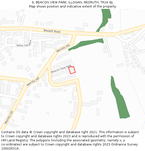 6, BEACON VIEW PARK, ILLOGAN, REDRUTH, TR16 4JL: Location map and indicative extent of plot