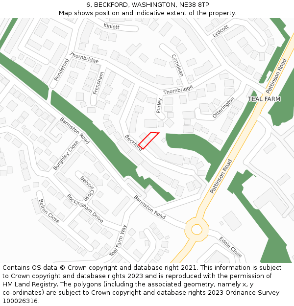 6, BECKFORD, WASHINGTON, NE38 8TP: Location map and indicative extent of plot