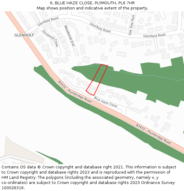 6, BLUE HAZE CLOSE, PLYMOUTH, PL6 7HR: Location map and indicative extent of plot