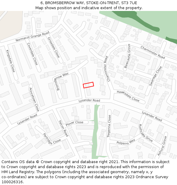 6, BROMSBERROW WAY, STOKE-ON-TRENT, ST3 7UE: Location map and indicative extent of plot