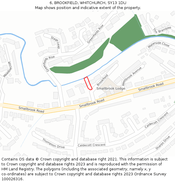 6, BROOKFIELD, WHITCHURCH, SY13 1DU: Location map and indicative extent of plot