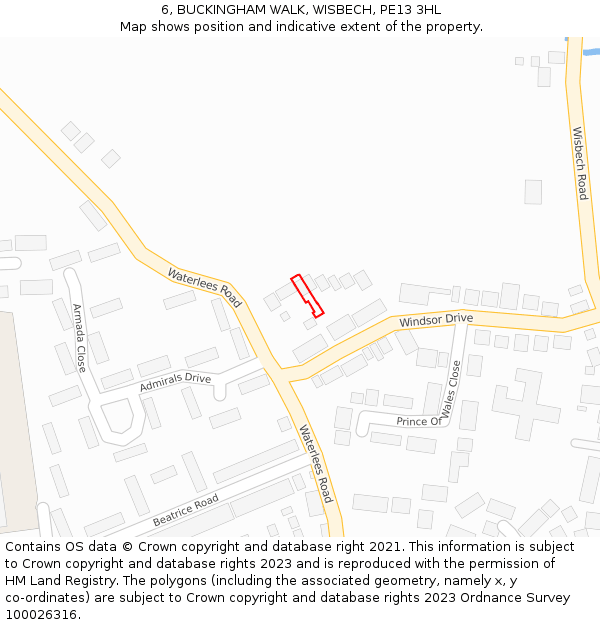 6, BUCKINGHAM WALK, WISBECH, PE13 3HL: Location map and indicative extent of plot