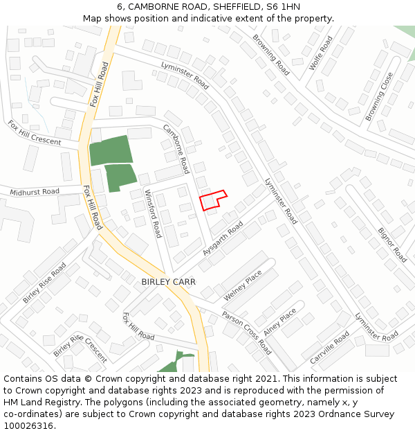 6, CAMBORNE ROAD, SHEFFIELD, S6 1HN: Location map and indicative extent of plot
