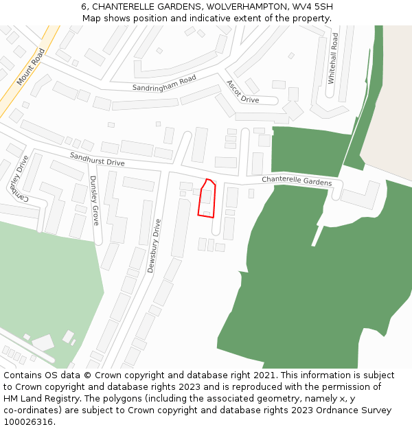 6, CHANTERELLE GARDENS, WOLVERHAMPTON, WV4 5SH: Location map and indicative extent of plot