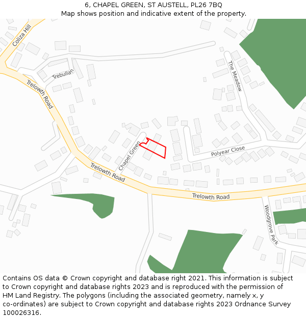 6, CHAPEL GREEN, ST AUSTELL, PL26 7BQ: Location map and indicative extent of plot