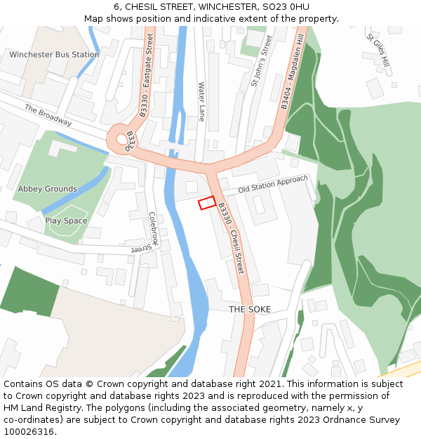 6, CHESIL STREET, WINCHESTER, SO23 0HU: Location map and indicative extent of plot