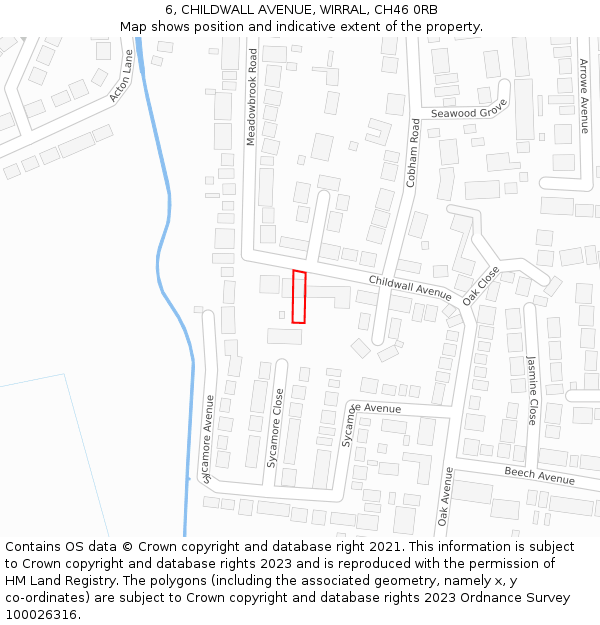 6, CHILDWALL AVENUE, WIRRAL, CH46 0RB: Location map and indicative extent of plot