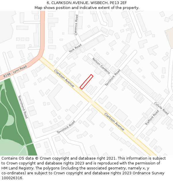 6, CLARKSON AVENUE, WISBECH, PE13 2EF: Location map and indicative extent of plot