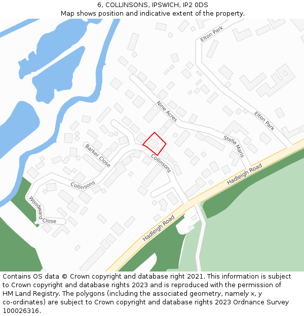 6, COLLINSONS, IPSWICH, IP2 0DS: Location map and indicative extent of plot