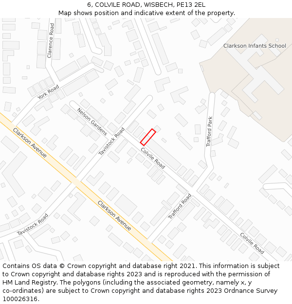 6, COLVILE ROAD, WISBECH, PE13 2EL: Location map and indicative extent of plot