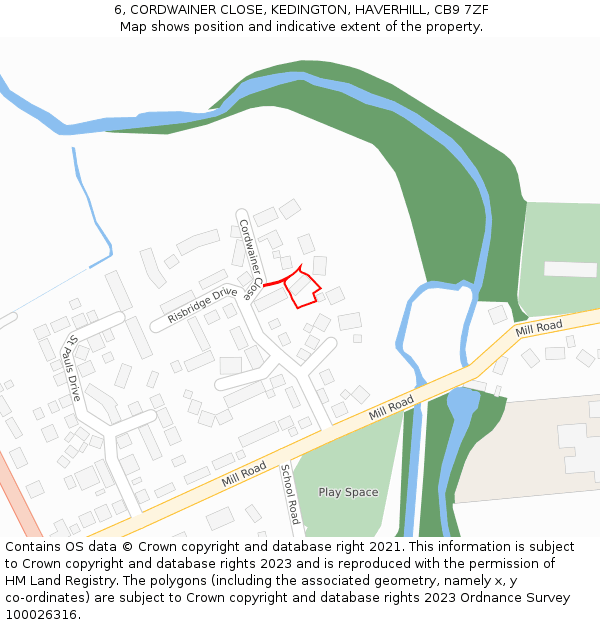 6, CORDWAINER CLOSE, KEDINGTON, HAVERHILL, CB9 7ZF: Location map and indicative extent of plot