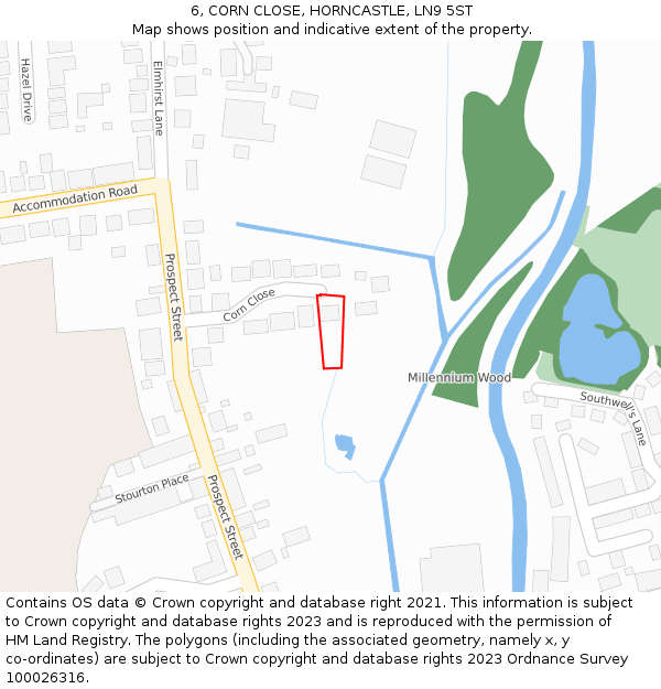 6, CORN CLOSE, HORNCASTLE, LN9 5ST: Location map and indicative extent of plot