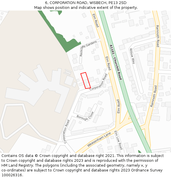 6, CORPORATION ROAD, WISBECH, PE13 2SD: Location map and indicative extent of plot