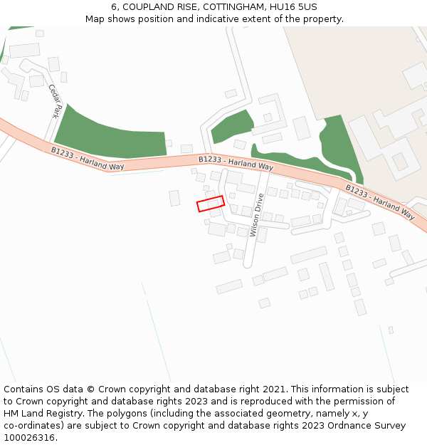 6, COUPLAND RISE, COTTINGHAM, HU16 5US: Location map and indicative extent of plot