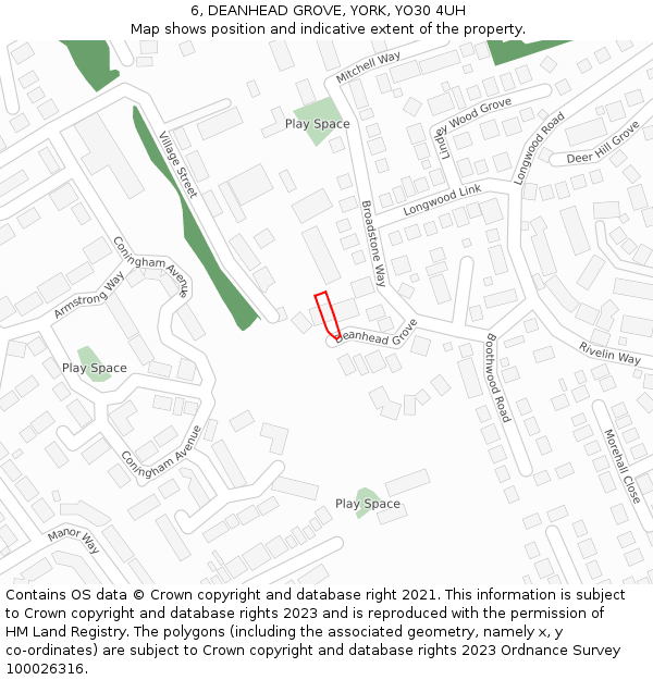 6, DEANHEAD GROVE, YORK, YO30 4UH: Location map and indicative extent of plot