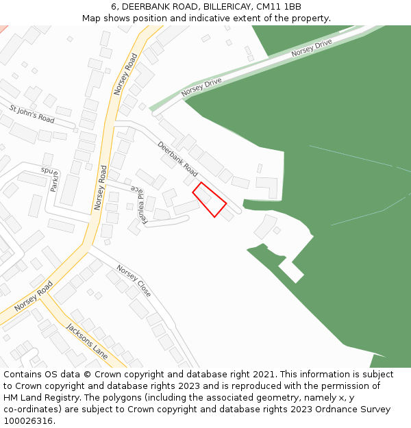 6, DEERBANK ROAD, BILLERICAY, CM11 1BB: Location map and indicative extent of plot